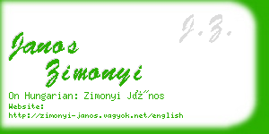 janos zimonyi business card